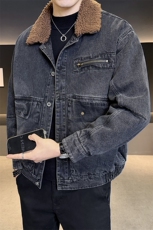 冬季新款夹克男加绒加厚羊羔毛领牛仔外套男上衣B317/J613/P165，男装工装外套，电商B317