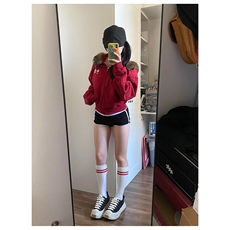 网美式复古铆钉毛领连帽开衫外套秋新款拉链上衣B96-P70，女装短外套，星座910-1