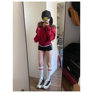 网 美式复古铆钉毛领连帽开衫外套秋新款拉链上衣B96-P70图片