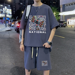 ！2024夏季新款男士华夫格短袖套装学生风一套HTZ73P50图片