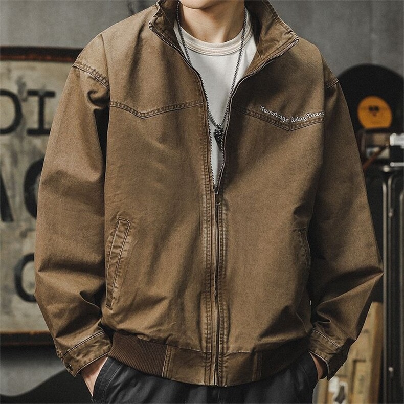 高密斜纹复古潮外套男士春秋宽松美式休闲工装飞行夹克HH212P70，男装夹克，星座1013-5