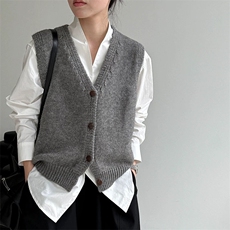 2025年秋季马甲常规时尚百搭通勤简约休闲，女装马甲，朝辰羊绒