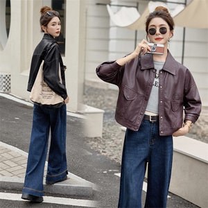 2025春秋新款韩版宽松休闲百搭皮衣外套女短款小个子机车服夹克潮图片
