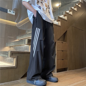 夏季新款潮流三条杠薄款宽松休闲冰丝裤B315-K24231-特P40控78图片