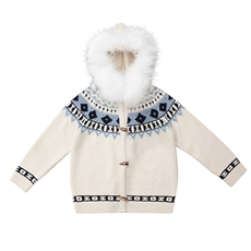 网费尔岛提花毛衣开衫女连帽牛角扣外套针织上衣B62-P82，男装针织衫/毛衣，星座910-1