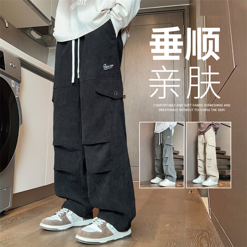 美式休闲裤子男款卫裤潮牌宽松高街复古直筒运动裤K530-P50图片