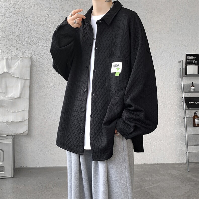 衬衫男2025春季新款提花港风宽松大码长袖衬衣CS027-P45,男装衬衫,星座214-3
