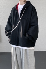 8XL-M美式复古撞色连帽水洗夹克男高级感做旧情侣外套JK1327P88，男装夹克，电商D206-1