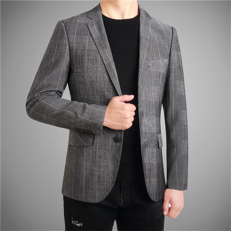 1821春秋薄款时尚格子男西服商务休闲外套西装上衣模，男装西服，电商D326B（原电商D310-1）
