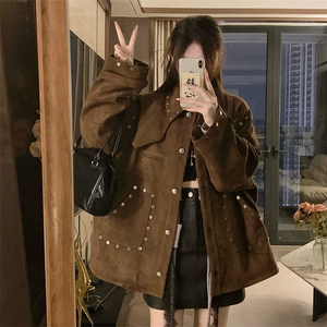 A532-P120 秋季新款重磅美式复古重工多扣子设计感外套夹克图片
