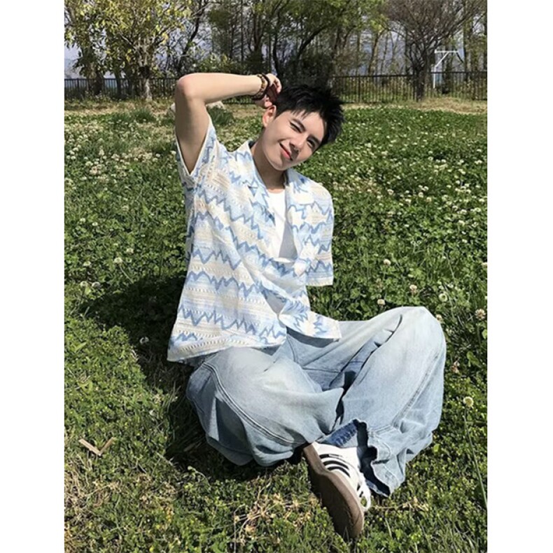 美式潮牌度假穿搭海岛衬衫短袖花衬衣宽松日系休闲上衣男CJ52,男装T恤,星座1116A（原606A-3）