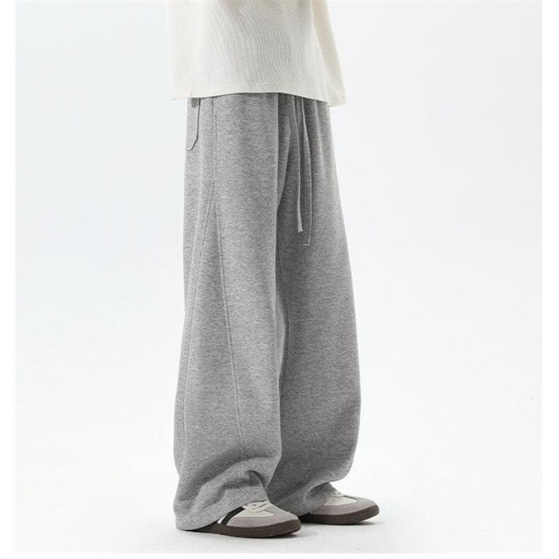 320g垂感弯刀裤棉秋季宽松百搭直筒阔腿拖地休闲卫裤K608/特P26，男装休闲裤，电商B318