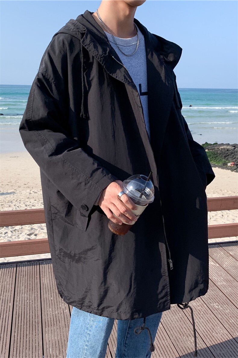 F1007/P80秋装货足男士风衣韩版潮流中长款大码宽松外套男装,男装风衣,电商A141