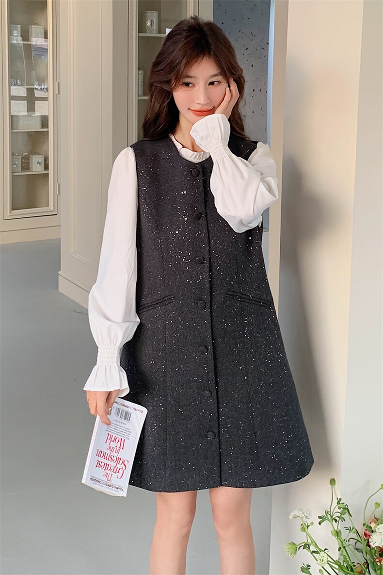 2025年春季新款灰色两件套203P165K238,女装套装/套裙,帛锦泉