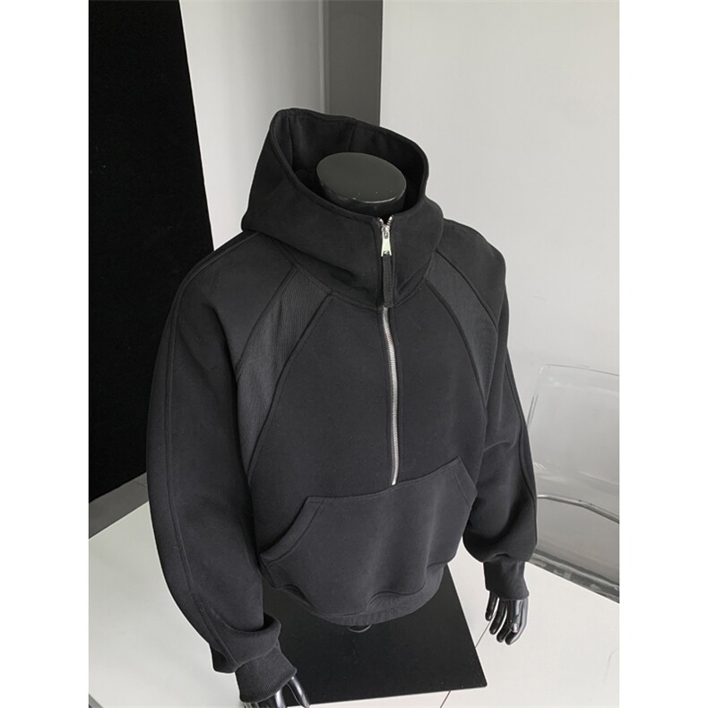 W8595特P55控108假模420克高品质拼接罗口带帽个性卫衣男,男装卫衣,电商B205