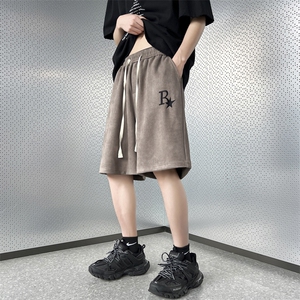 2023麂皮绒字母刺绣短裤休闲五分裤313A-1-NK102-P35 控48图片