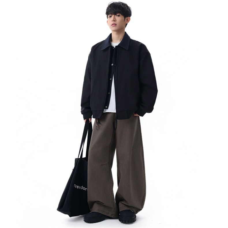 春季新款撞色拼接假两件翻领外套男休闲夹克JK023631-P80,男装夹克,星座308B-2
