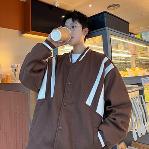 拼接飞行员夹克外套男装高街潮牌运动棒球服宽松休闲2155 P58图片