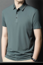 纯色薄款短袖T恤男士夏装休闲翻领Polo衫2024夏季新款潮流上衣，男装T恤，电商B212（原钱塘6029）