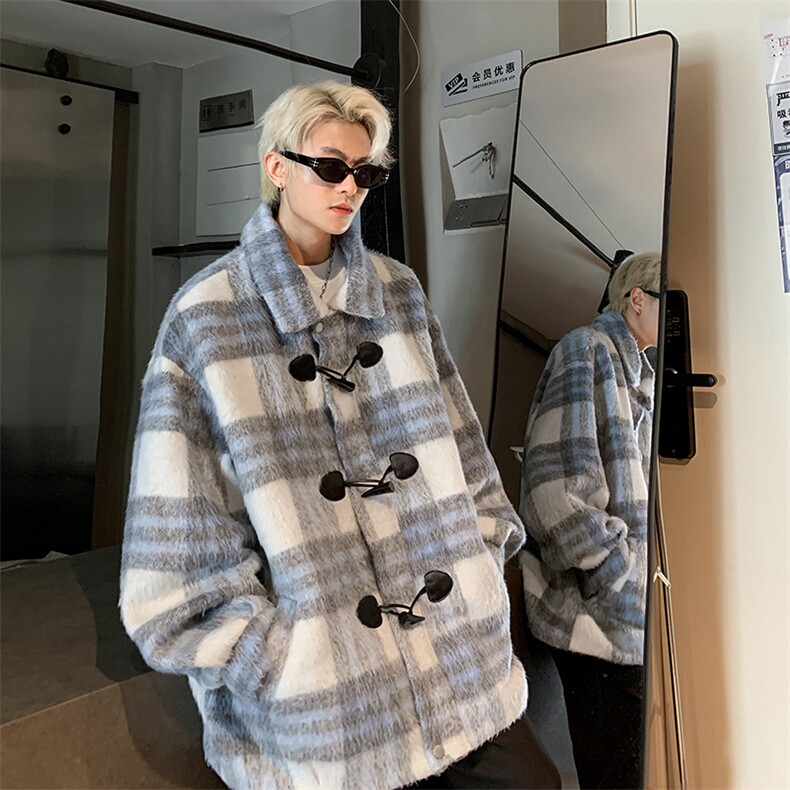 M869格子毛呢大衣秋冬加棉加厚小香风高级感英伦风夹克外套TP100，男装夹克，电商A170