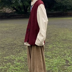网络图，V领青少年针织开衫马甲潮流休闲XZ302B-1-M0121P40图片