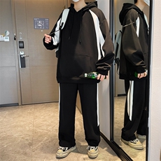 TB36-P95春秋新款男生宽松连帽卫衣套装学生印花上衣裤子，男装休闲套装，星座507A（原星座306B-2）