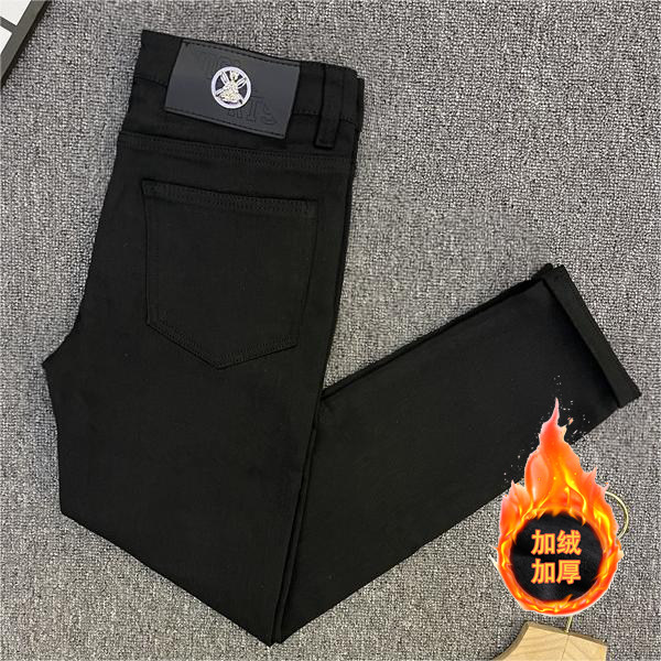 1506-1/KFT635加绒1/P52欧洲站经典黑色秋冬加绒牛仔裤男修身小脚,男装牛仔裤,星座1506-1