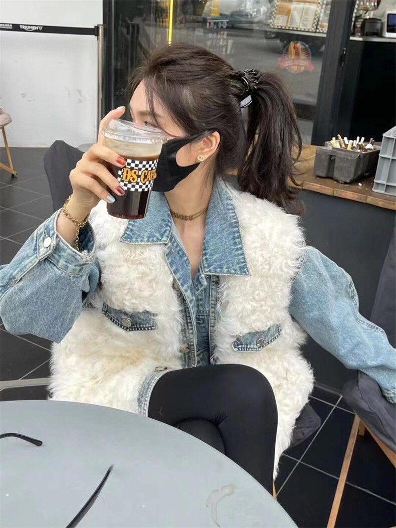 冬季新款托卡拼牛仔皮草外套，女装皮草，邱小姐