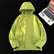 情侣款夹克春季工装潮户外刺绣冲锋衣男连帽外套A266-JK8019-P55，男装夹克，电商A266