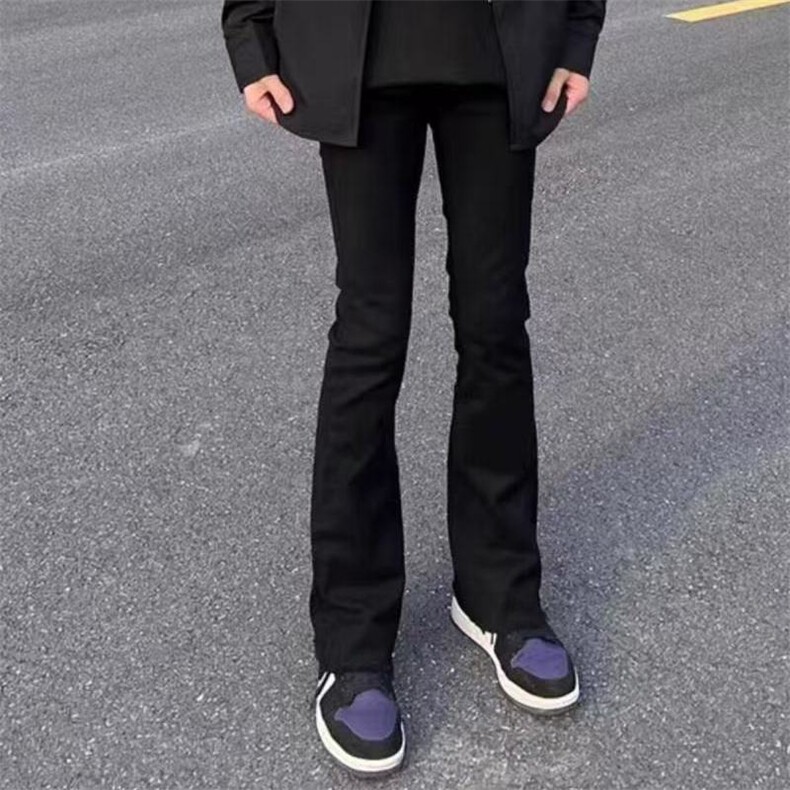 美式显腿细腿长男女黑色拉链修身微喇牛仔裤百搭休闲SW12P32,男装牛仔裤,星座1112-1