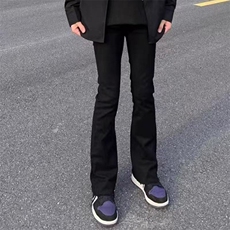 美式显腿细腿长男女黑色拉链修身微喇牛仔裤百搭休闲SW12P32，男装牛仔裤，星座1112-1