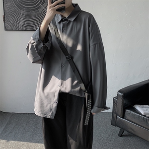 送领带 中性薄款长袖衬衫男女港风DK帅气外穿衬衣C623/P35图片