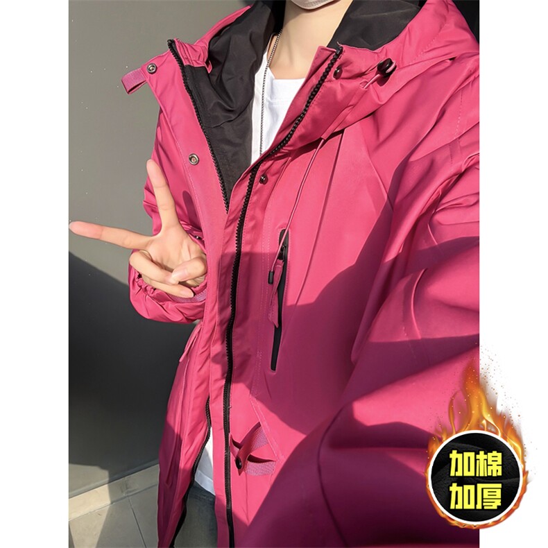 现货5W件冬季三防美式boxy解构连帽雪山冲锋衣棉衣男女棉服厚外套,男装夹克,电商A486