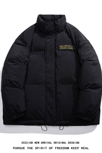 白鸭绒白底冬季新款简约印花百搭立领羽绒服YR184P195K258图片