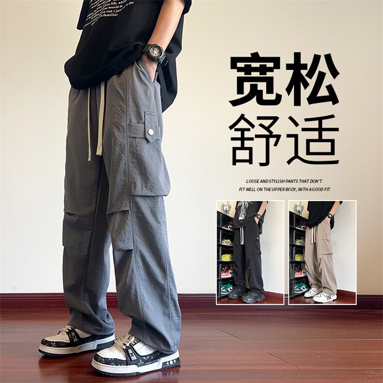 直播数据款 春季新款大口袋伞兵裤宽松直筒休闲裤工装裤 K515-P42图片