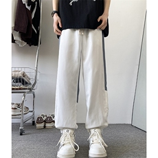 8XL-M束脚运动裤男士宽松百搭潮拼接休闲卫裤加肥加大码K969p35，男装休闲裤，电商D206-1