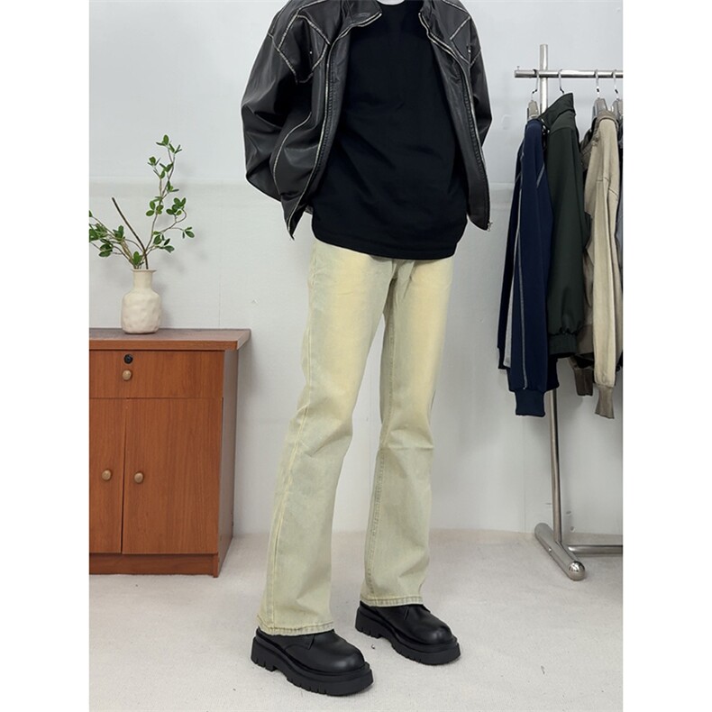 新款美式高街加绒加厚直筒黄泥牛仔裤货号K659P50加绒P65《控78》,男装牛仔裤,电商A063