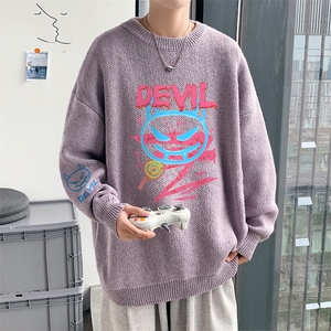 ！2023秋冬新款男士潮牌百搭圆领毛衣潮流针织衫M811P45图片