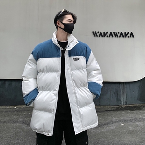 港风立领灯芯绒拼接撞色棉衣男成分：聚酯纤维8718P128控168图片