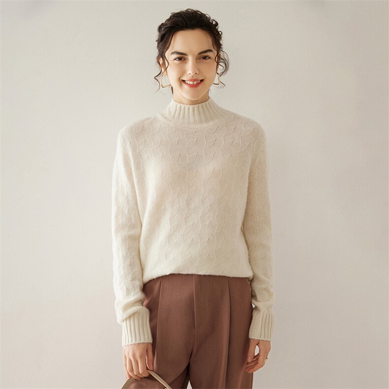 法式半高领针织毛衣女2025秋冬新款打底衫保暖百搭薄款内搭毛衫新，女装羊绒衫，轩妮羊绒