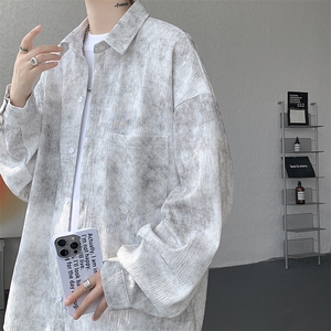 衬衫男秋季新款港风宽松大码扎染肌理感长袖衬衣CS7012-P38图片