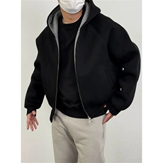 空气层短款连帽卫衣男春秋重磅boxy版型帝王红内开衫外套W740，女装短外套，星座1116A（原606A-3）