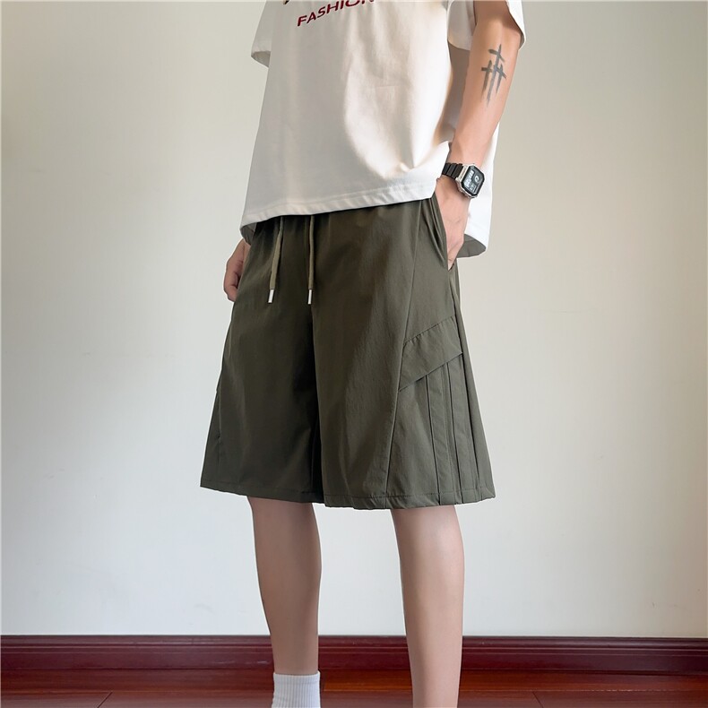 抖音品质夏季新款纯色冰丝凉感宽松短裤B315-K25545-特p25控48,男装休闲裤,电商B315