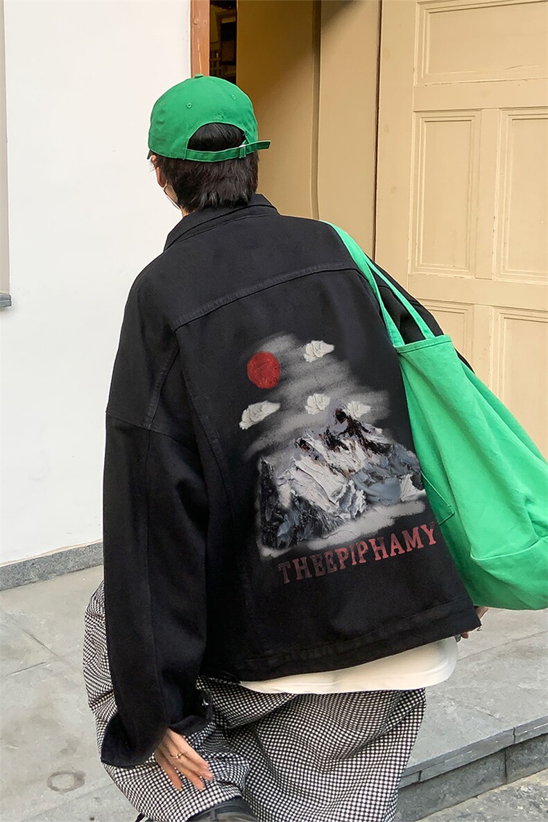 男装牛仔外套2026春秋季油画印花男生翻领夹克XZ514-2-N86-P88,男装工装外套,星座514-2(原B239)