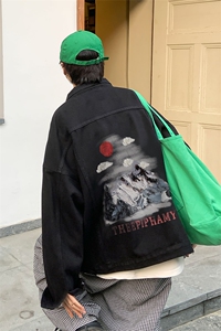 男装牛仔外套 2026春秋季油画印花男生翻领夹克XZ514-2-N86-P88图片