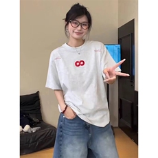 万针全刺绣解构设计260克重磅双纱纯棉高品质美式高街短袖T恤特35，男装T恤，电商A486