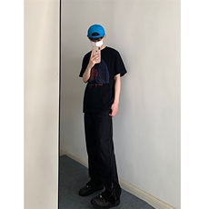 B221美式ins高街小众百搭微喇拉链牛仔裤LK22049-P60控78，男装牛仔裤，电商B221