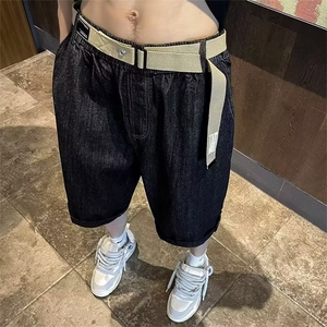 复古做旧水洗直筒牛仔短裤男女潮牌宽松休闲百搭中裤K2130-P45图片