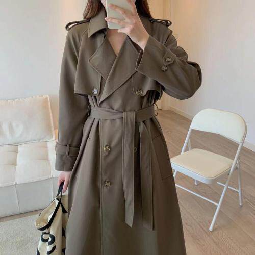 质感收腰双排扣风衣，女装风衣，阿M