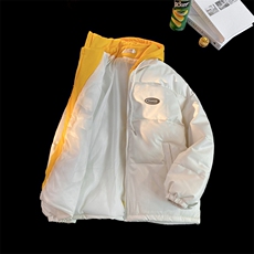 港风假两件情侣装棉衣男PU皮棉服面包服棉袄3303-P80控118，男装棉衣，星座207